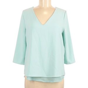 C & E Light Teal Quarter Sleeve Blouse